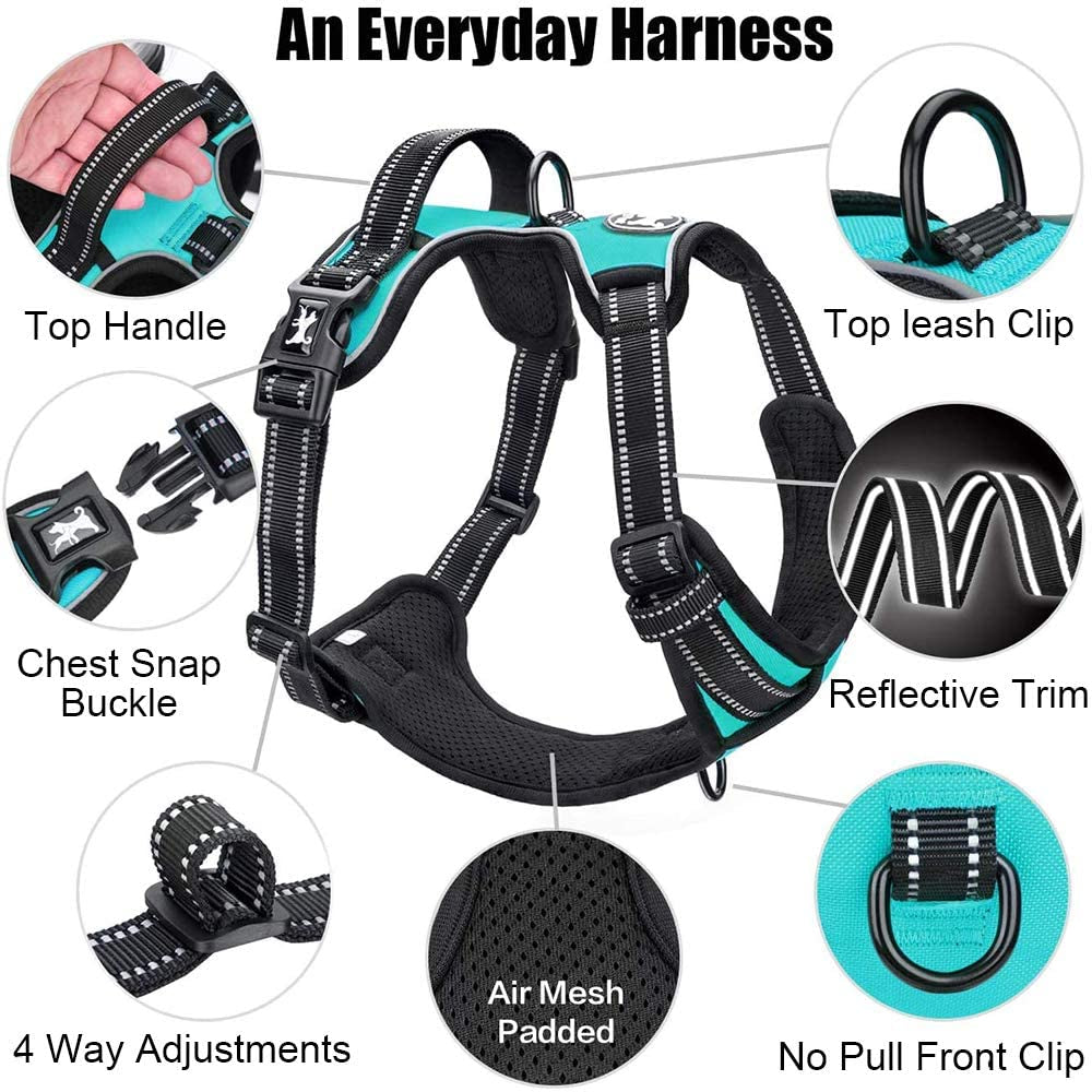 Poypet No Pull Dog Harness Medium, Reflective Vest with Front Clip & Handle