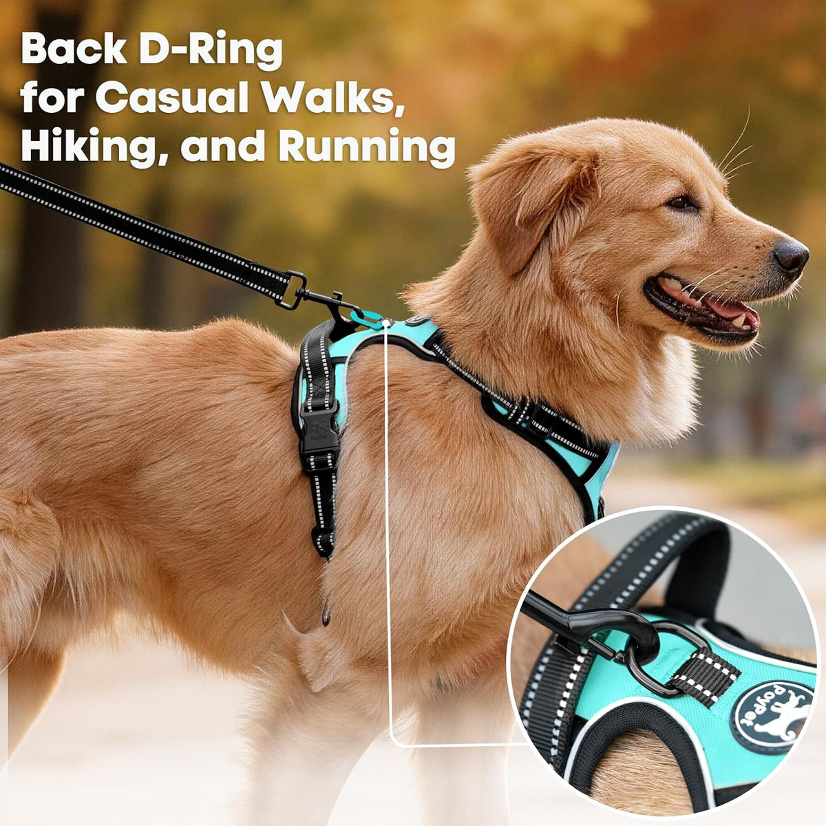 Poypet No Pull Dog Harness Medium, Reflective Vest with Front Clip & Handle