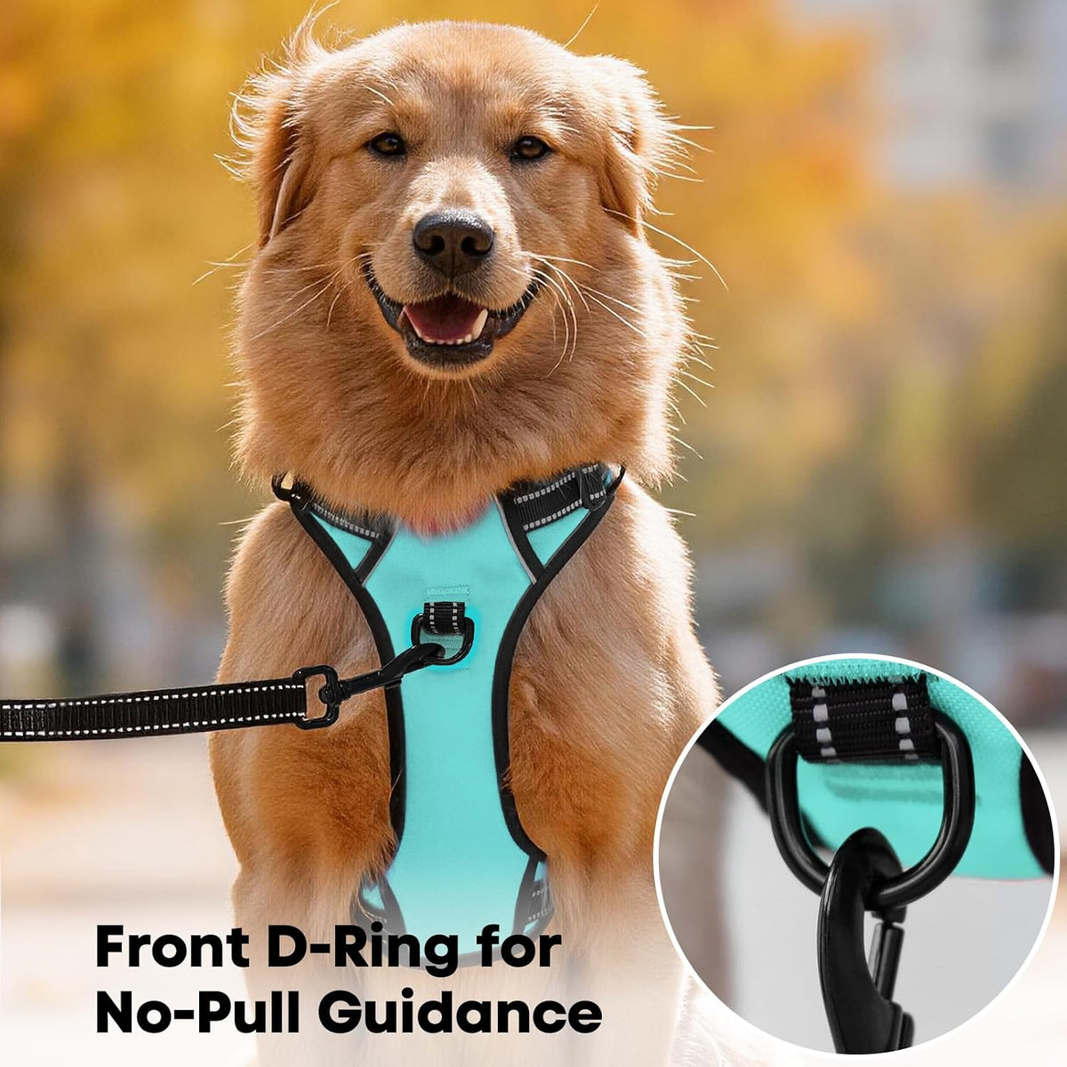 Poypet No Pull Dog Harness Medium, Reflective Vest with Front Clip & Handle