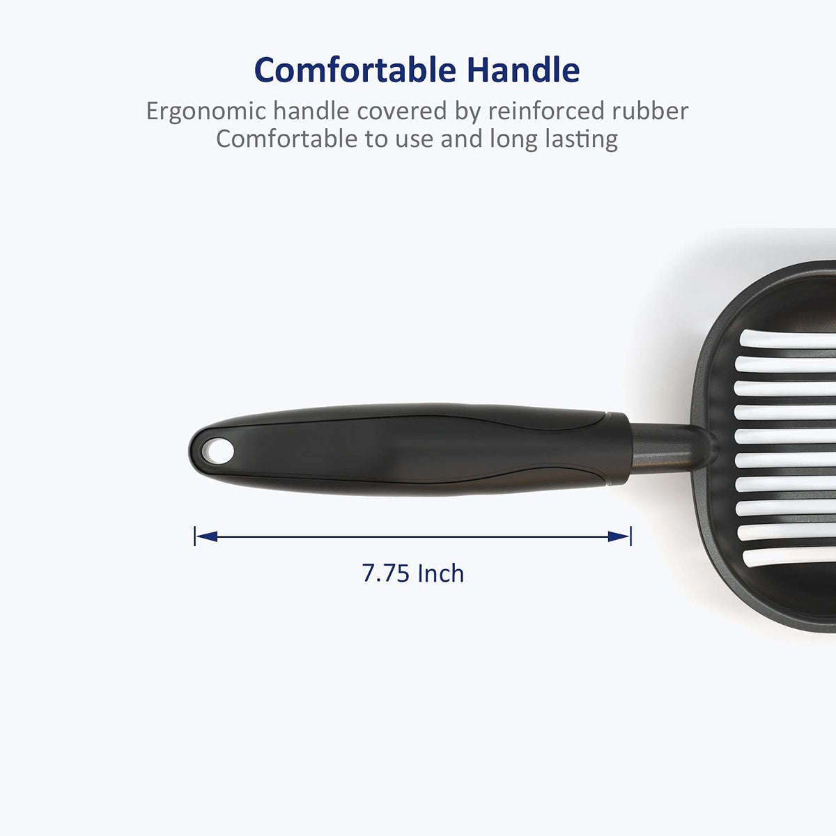 Wepet Cat Litter Scoop, Non-Stick Plated Aluminum Alloy Sifter, Kitty Durable Metal Scooper, Deep Shovel, Long Handle, Kitten Pooper Lifter, Size Large, Coated Black Body with Black Handle