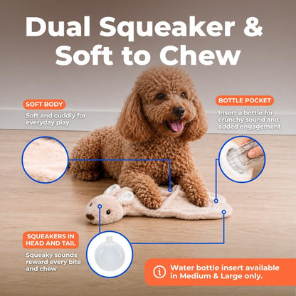 Best Pet Supplies 2-In-1 Stuffless Squeaky Dog Toy - Hare, Medium